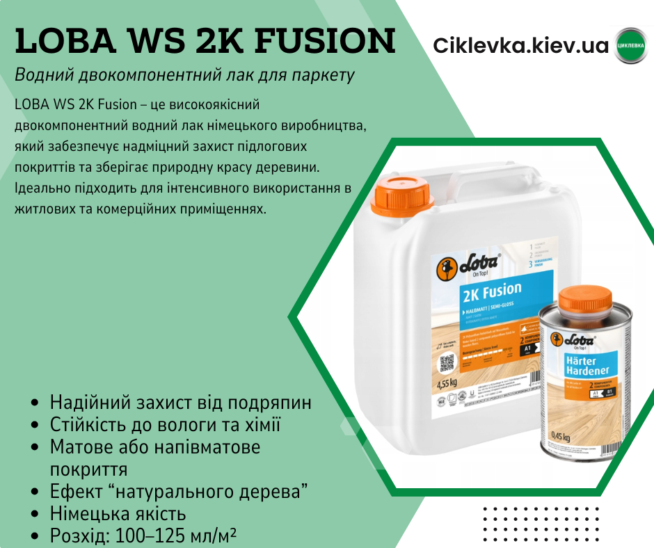 Лак паркетний Loba WS 2K Fusion